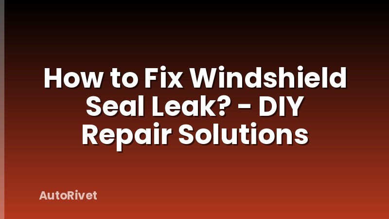 How to Fix Windshield Seal Leak? - DIY Repair Solutions