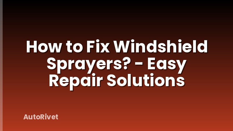 How to Fix Windshield Sprayers? - Easy Repair Solutions