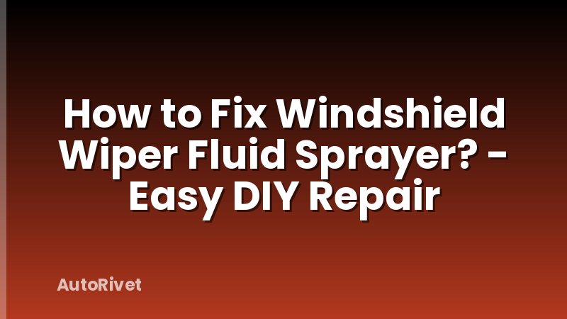 How to Fix Windshield Wiper Fluid Sprayer? - Easy DIY Repair