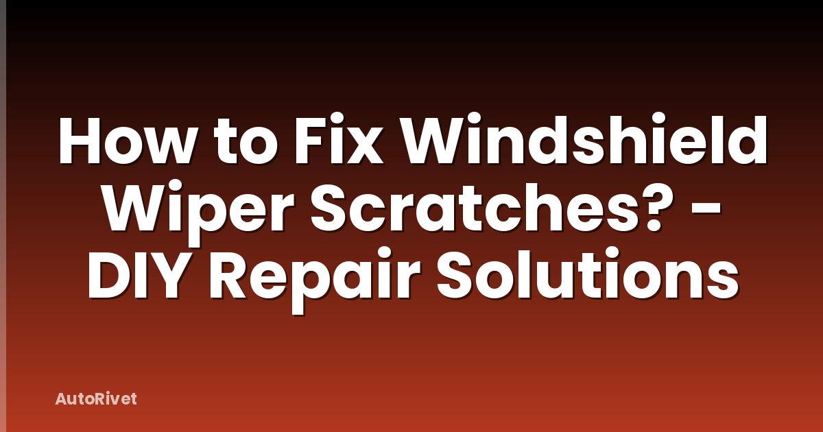 How to Fix Windshield Wiper Scratches? - DIY Repair Solutions