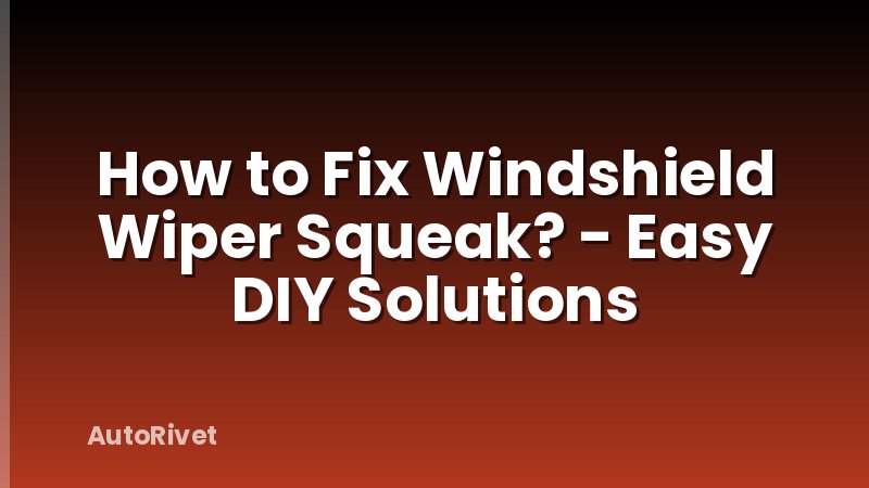 How to Fix Windshield Wiper Squeak? - Easy DIY Solutions