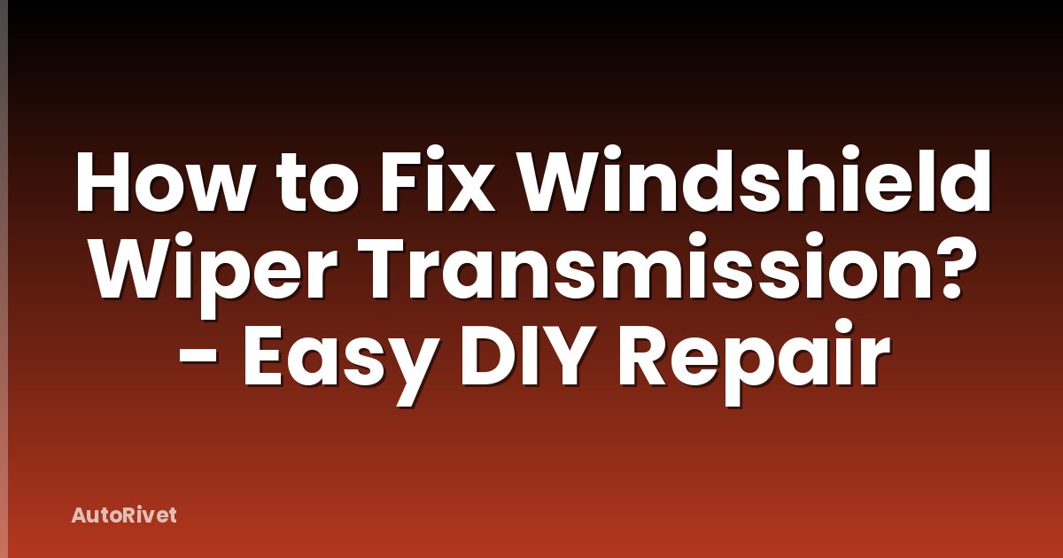 How to Fix Windshield Wiper Transmission? - Easy DIY Repair