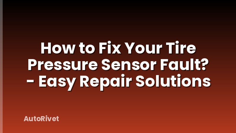 How to Fix Your Tire Pressure Sensor Fault? - Easy Repair Solutions