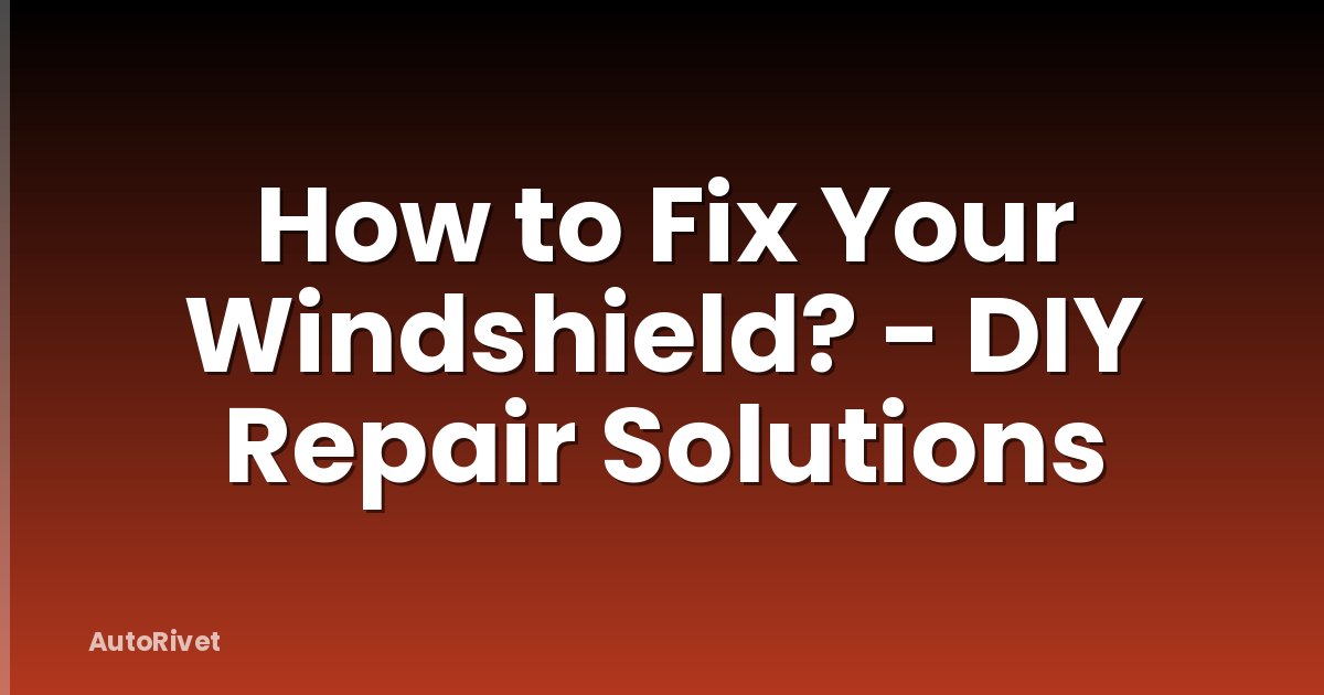 How to Fix Your Windshield? - DIY Repair Solutions