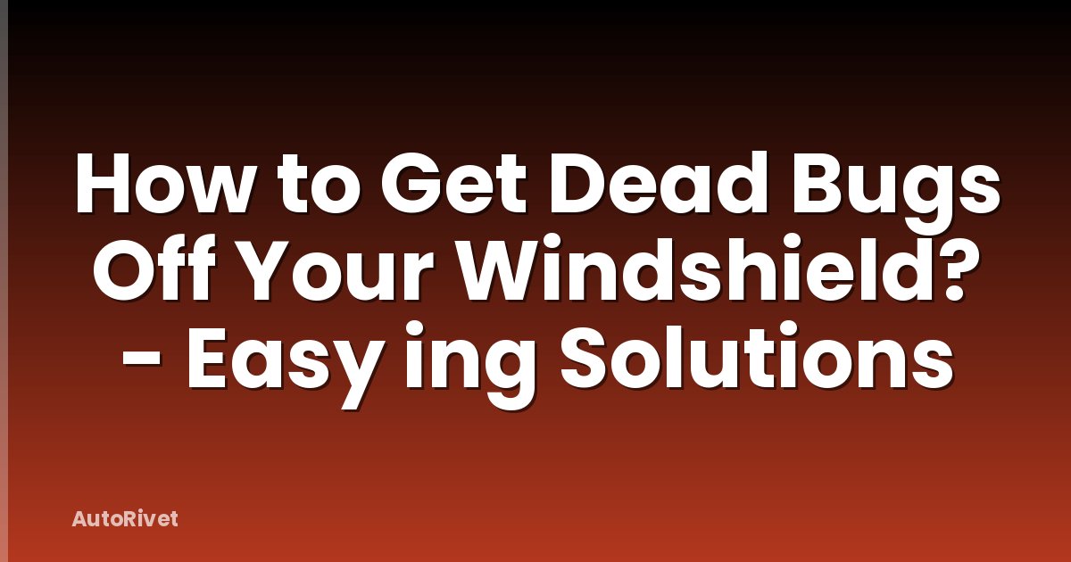 How to Get Dead Bugs Off Your Windshield? - Easy ing Solutions