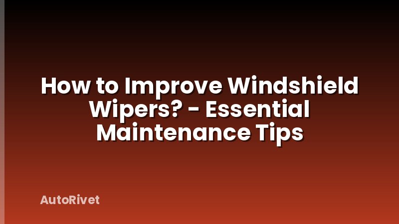 How to Improve Windshield Wipers? - Essential Maintenance Tips