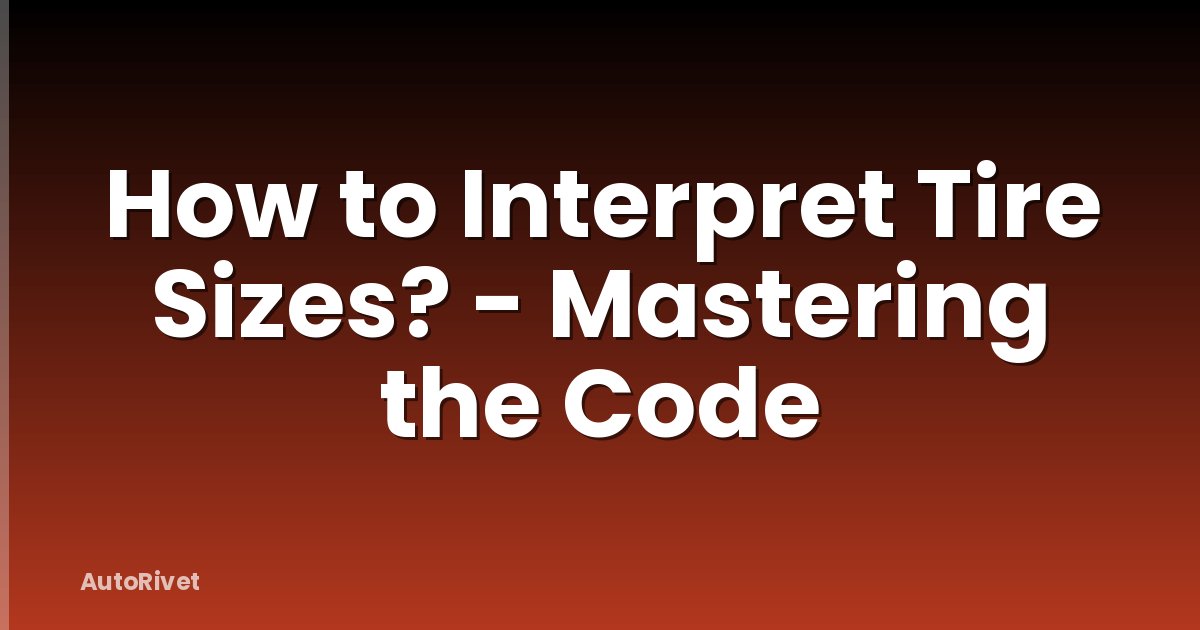 How to Interpret Tire Sizes? - Mastering the Code