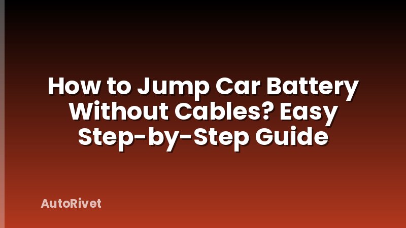 How to Jump Car Battery Without Cables? Easy Step-by-Step Guide