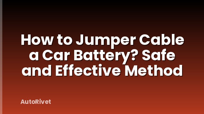 How to Jumper Cable a Car Battery? Safe and Effective Method