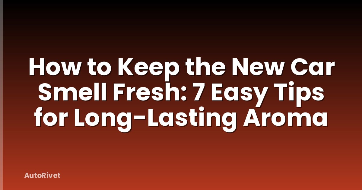 How to Keep the New Car Smell Fresh: 7 Easy Tips for Long-Lasting Aroma