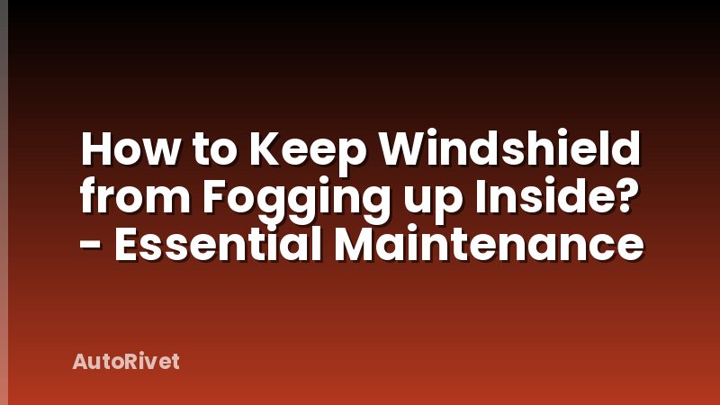 How to Keep Windshield from Fogging up Inside? - Essential Maintenance
