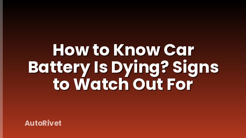 How to Know Car Battery Is Dying? Signs to Watch Out For
