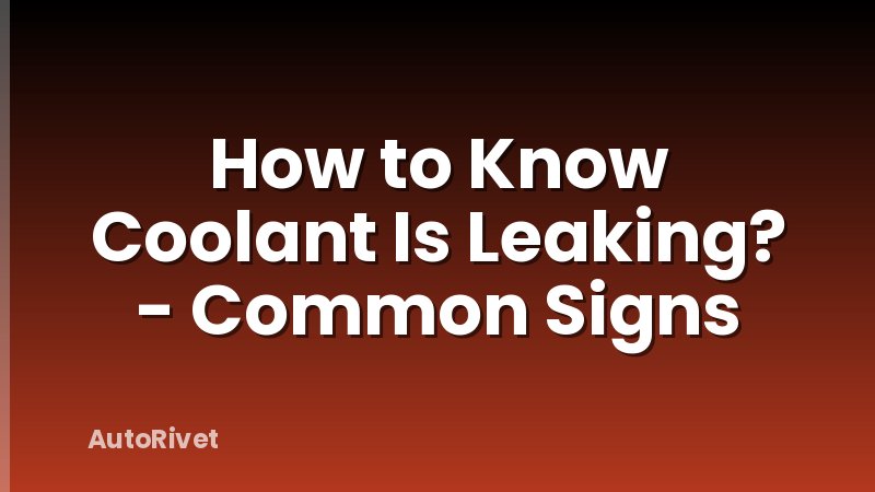 How to Know Coolant Is Leaking? - Common Signs