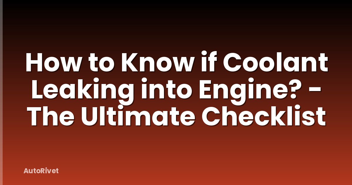 How to Know if Coolant Leaking into Engine? - The Ultimate Checklist