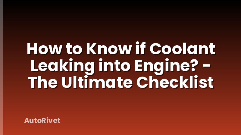How to Know if Coolant Leaking into Engine? - The Ultimate Checklist