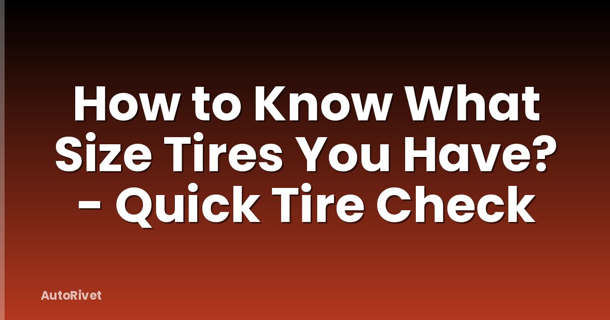 How to Know What Size Tires You Have? - Quick Tire Check