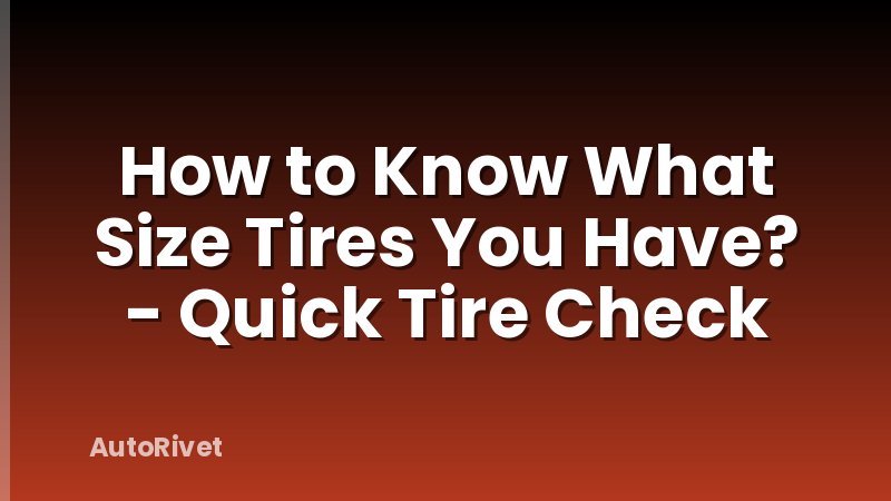 How to Know What Size Tires You Have? - Quick Tire Check