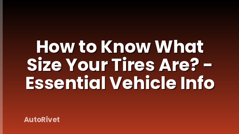 How to Know What Size Your Tires Are? - Essential Vehicle Info