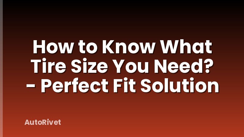 How to Know What Tire Size You Need? - Perfect Fit Solution