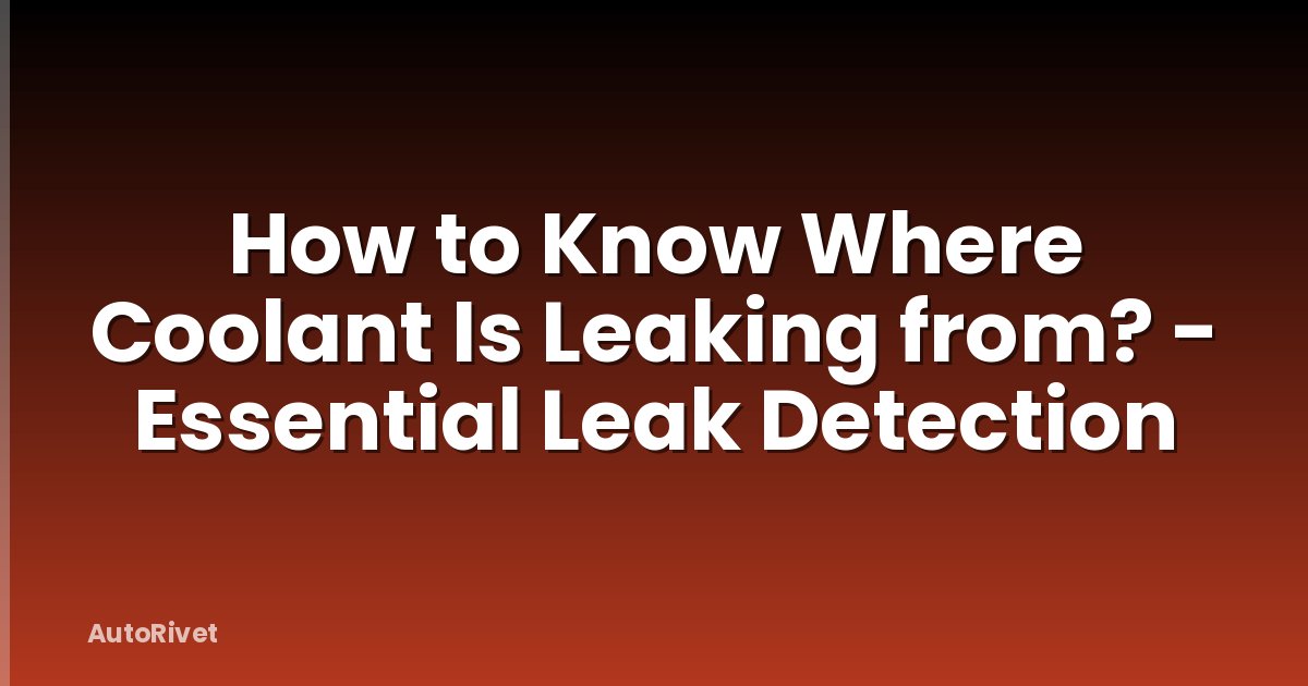 How to Know Where Coolant Is Leaking from? - Essential Leak Detection