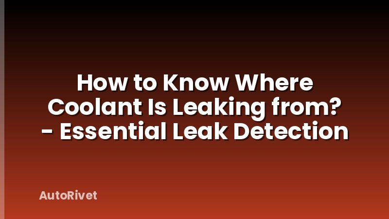 How to Know Where Coolant Is Leaking from? - Essential Leak Detection
