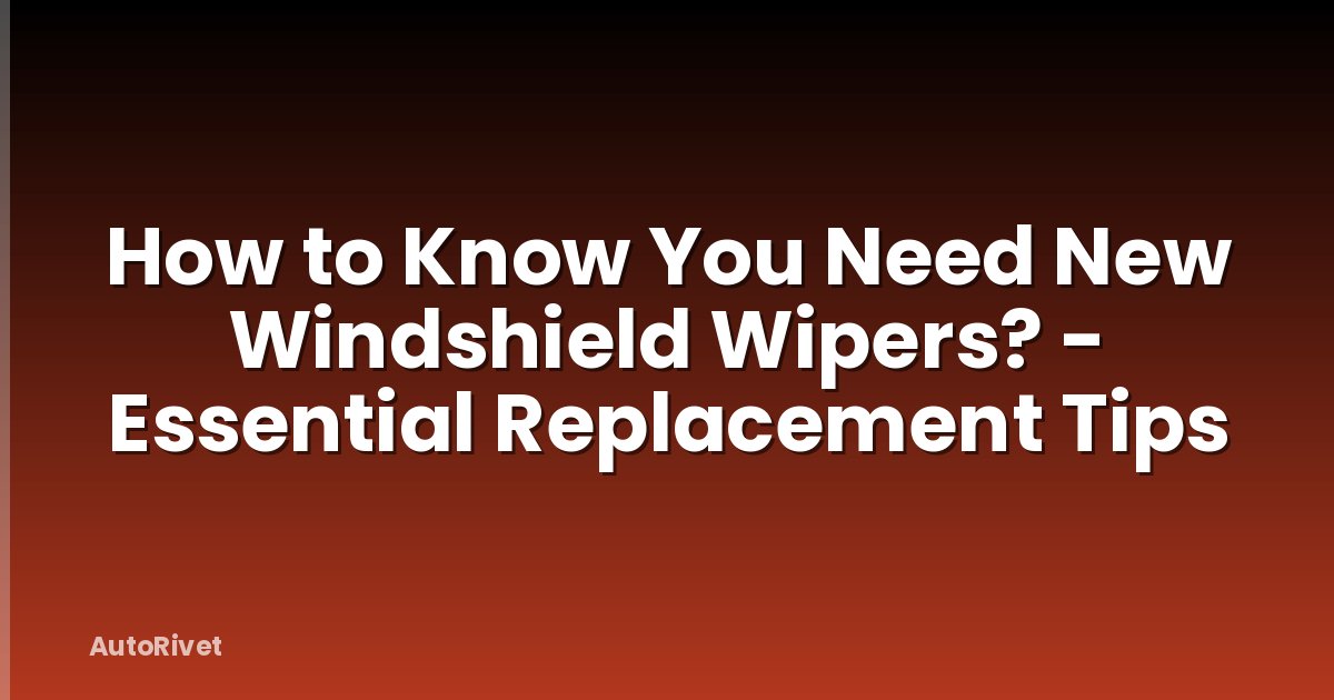 How to Know You Need New Windshield Wipers? - Essential Replacement Tips
