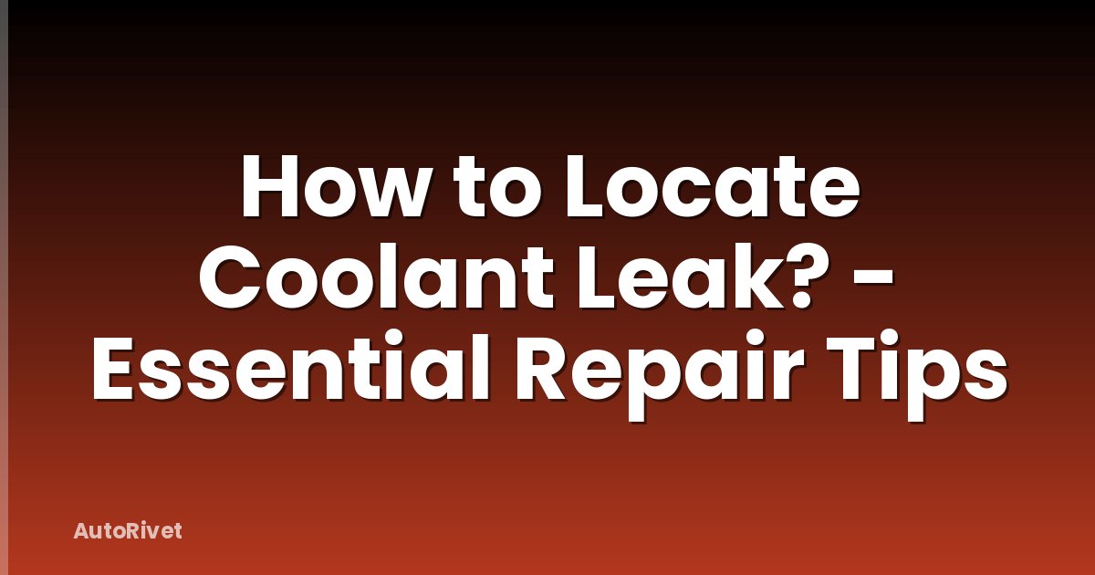 How to Locate Coolant Leak? - Essential Repair Tips