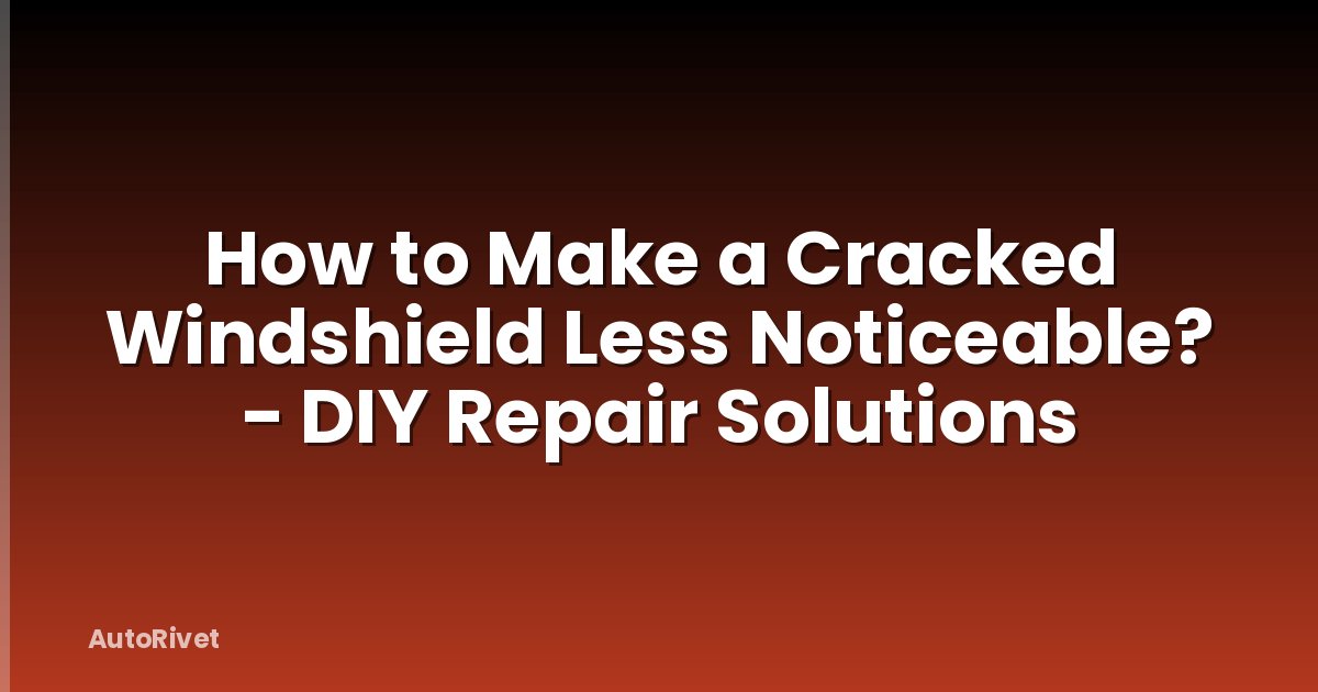How to Make a Cracked Windshield Less Noticeable? - DIY Repair Solutions