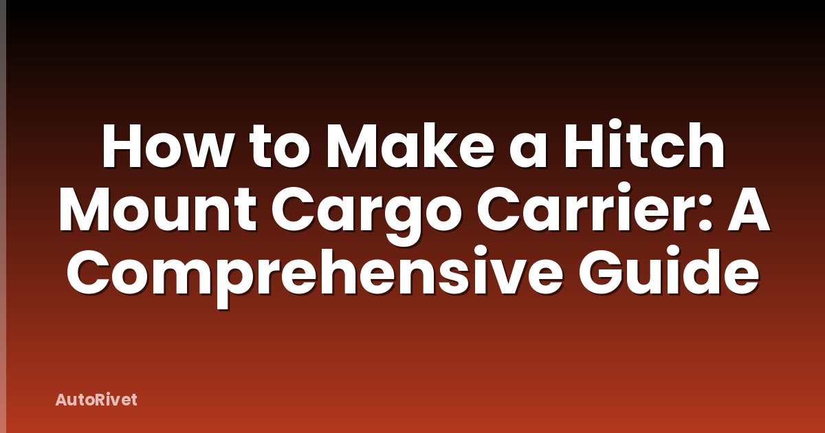 How to Make a Hitch Mount Cargo Carrier: A Comprehensive Guide