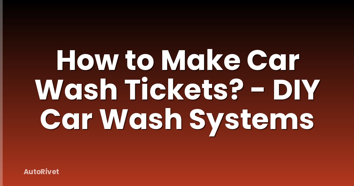 How to Make Car Wash Tickets? - DIY Car Wash Systems
