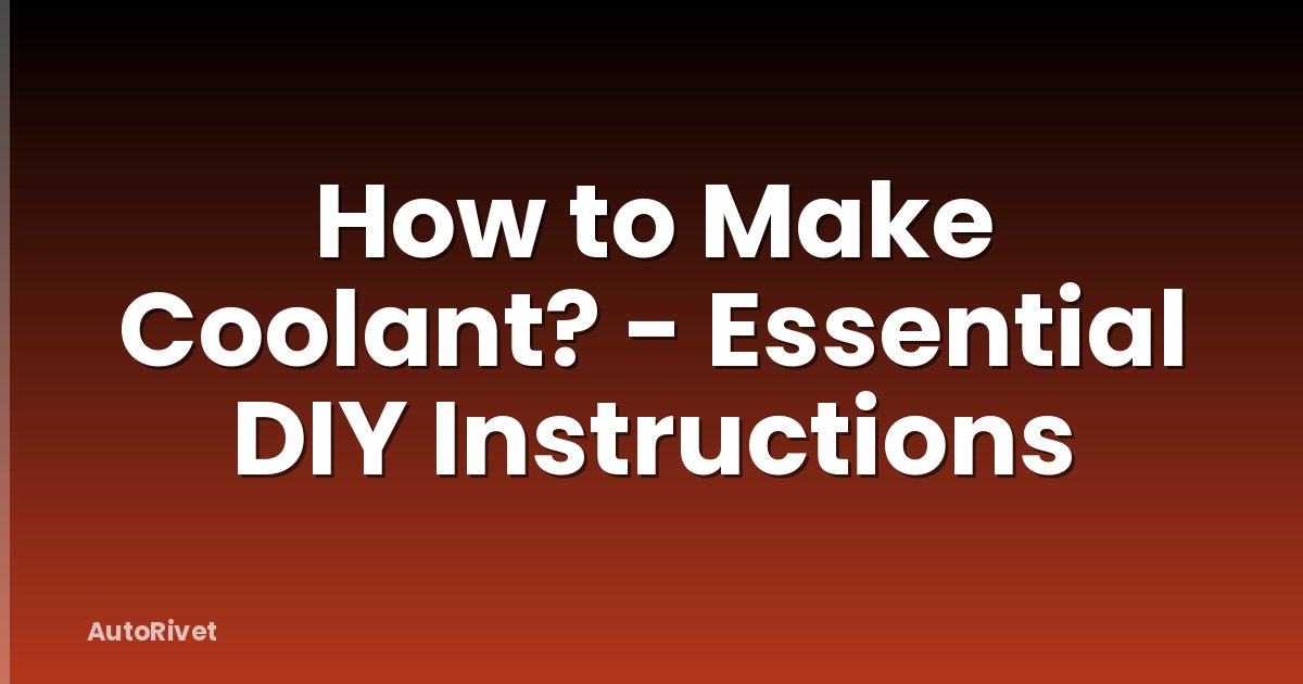 How to Make Coolant? - Essential DIY Instructions
