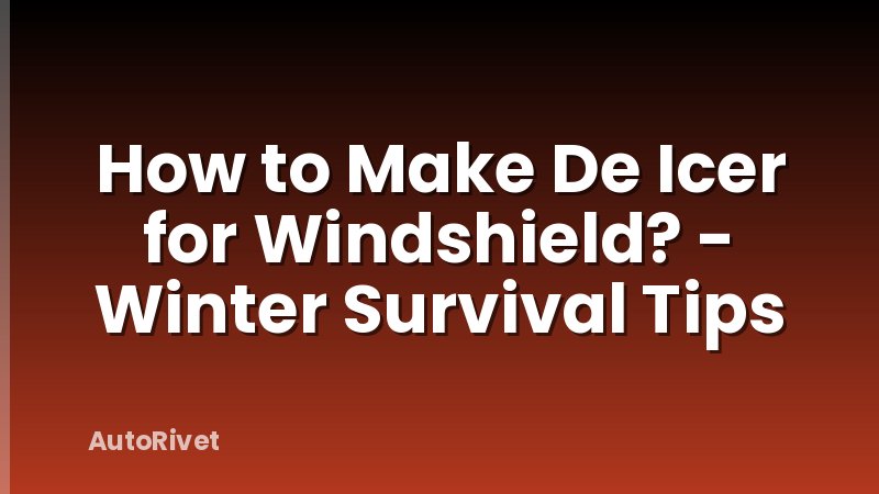 How to Make De Icer for Windshield? - Winter Survival Tips