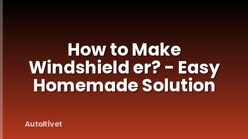 How to Make Windshield er? - Easy Homemade Solution