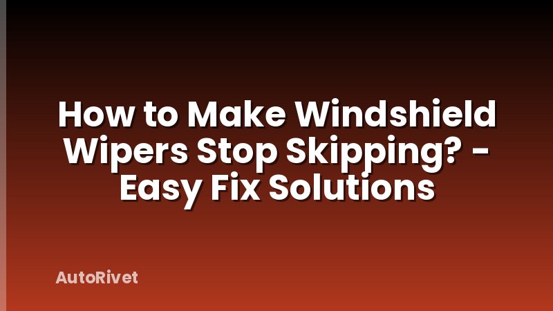 How to Make Windshield Wipers Stop Skipping? - Easy Fix Solutions
