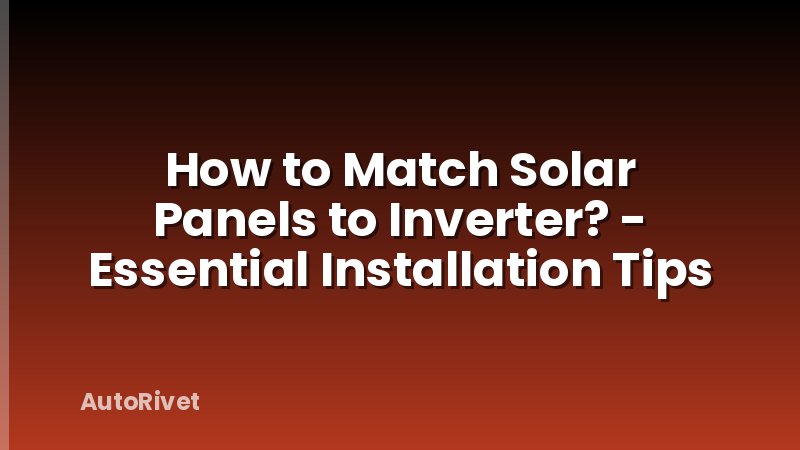 How to Match Solar Panels to Inverter? - Essential Installation Tips