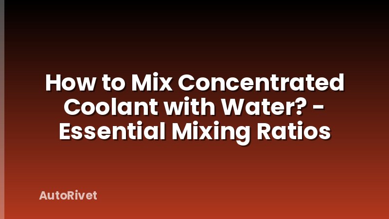 How to Mix Concentrated Coolant with Water? - Essential Mixing Ratios