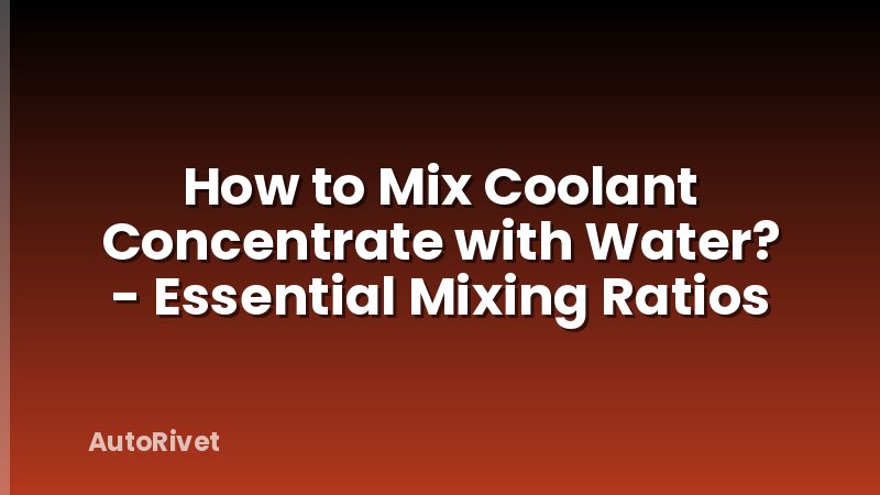 How to Mix Coolant Concentrate with Water? - Essential Mixing Ratios