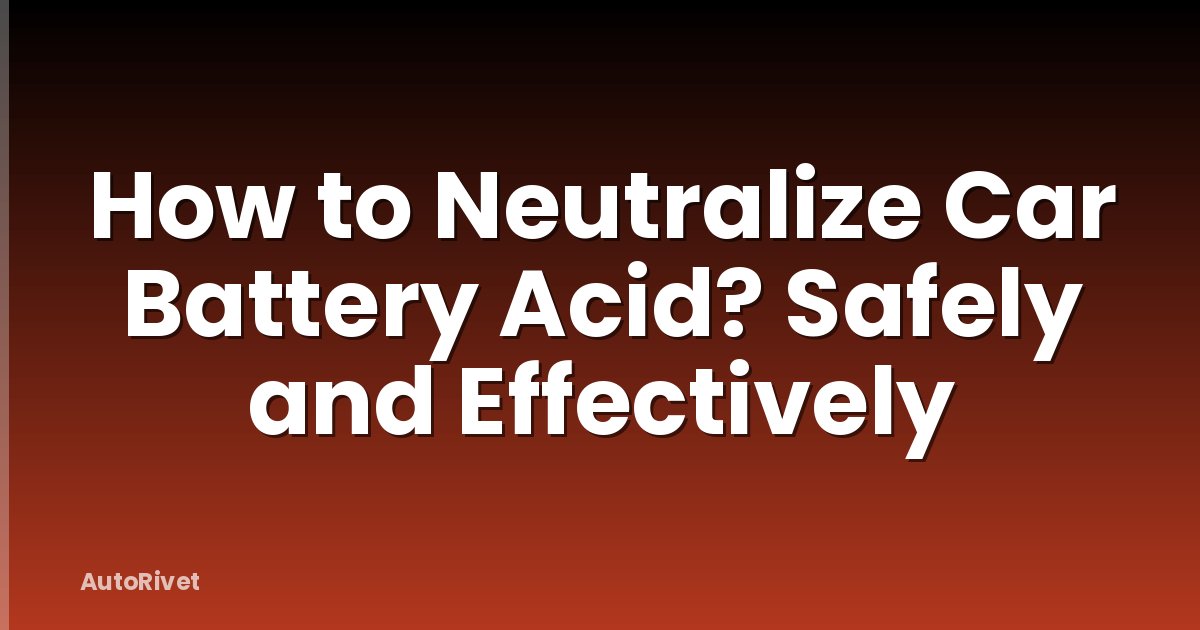 How to Neutralize Car Battery Acid? Safely and Effectively