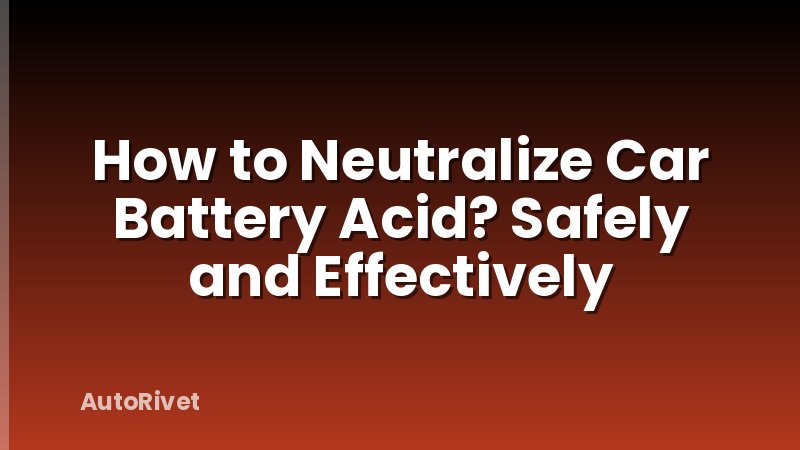 How to Neutralize Car Battery Acid? Safely and Effectively