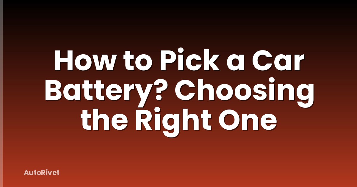 How to Pick a Car Battery? Choosing the Right One