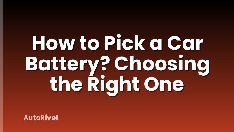 How to Pick a Car Battery? Choosing the Right One