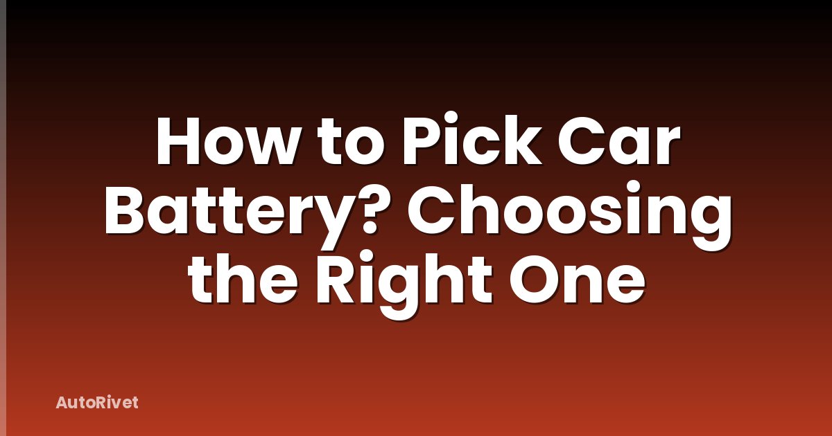 How to Pick Car Battery? Choosing the Right One