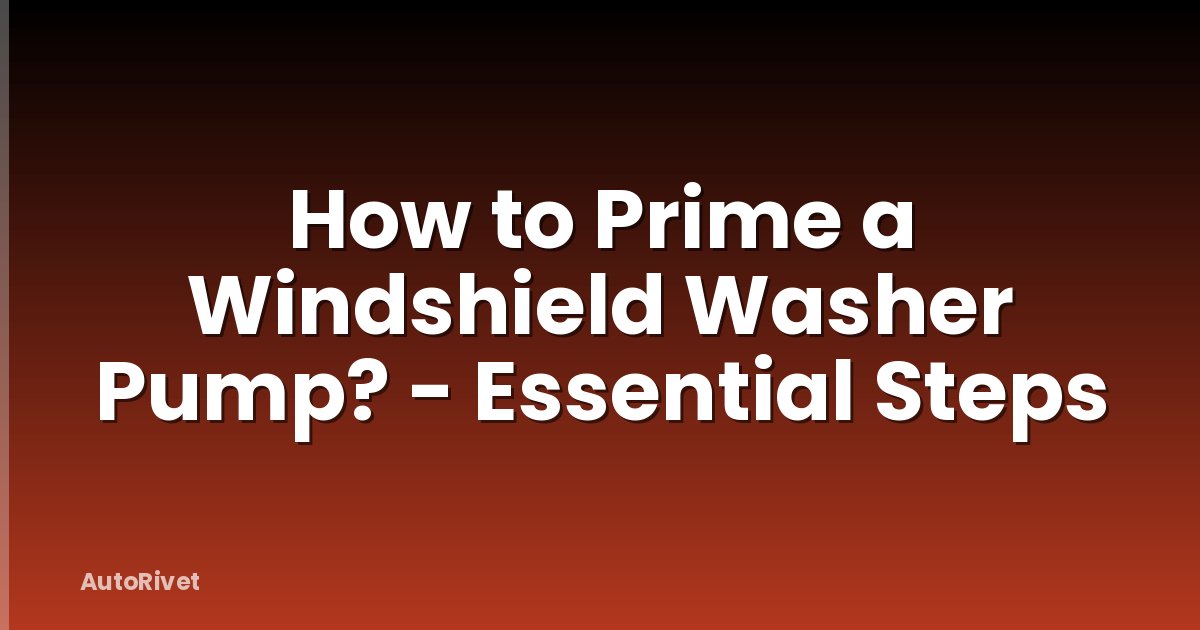 How to Prime a Windshield Washer Pump? - Essential Steps