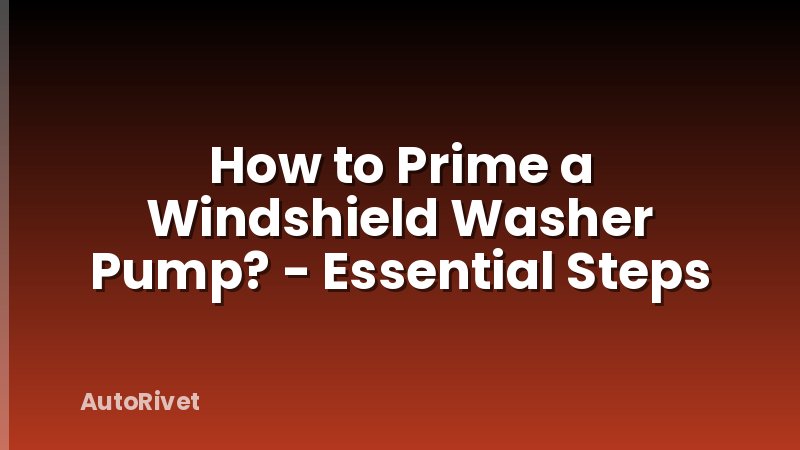 How to Prime a Windshield Washer Pump? - Essential Steps