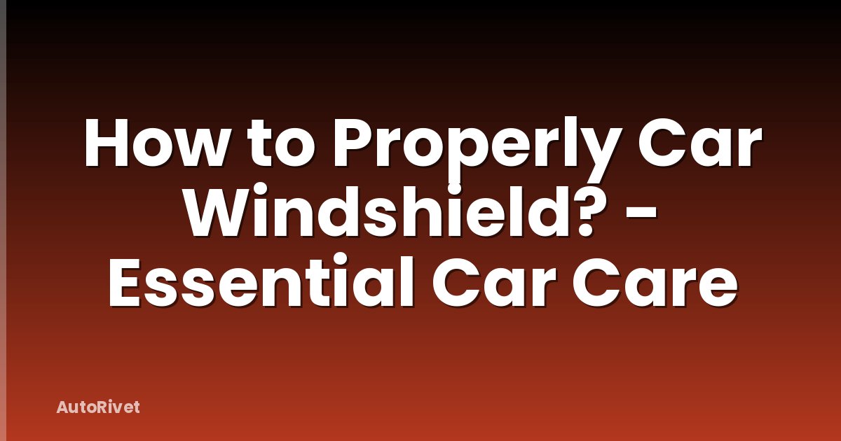 How to Properly Car Windshield? - Essential Car Care