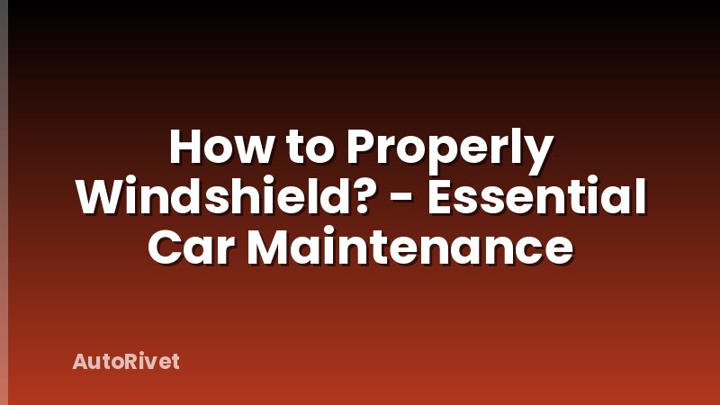How to Properly Windshield? - Essential Car Maintenance