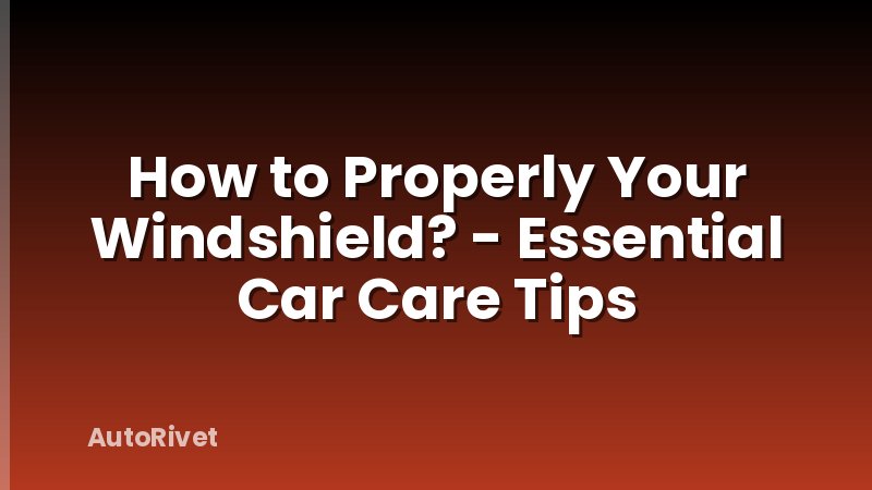 How to Properly Your Windshield? - Essential Car Care Tips