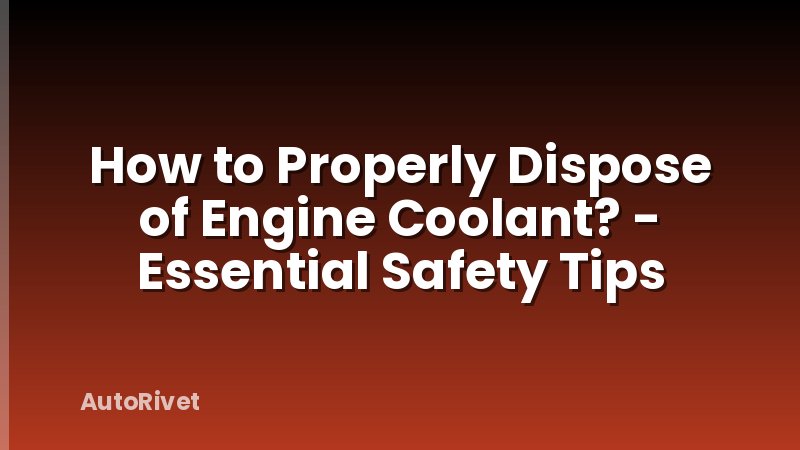 How to Properly Dispose of Engine Coolant? - Essential Safety Tips