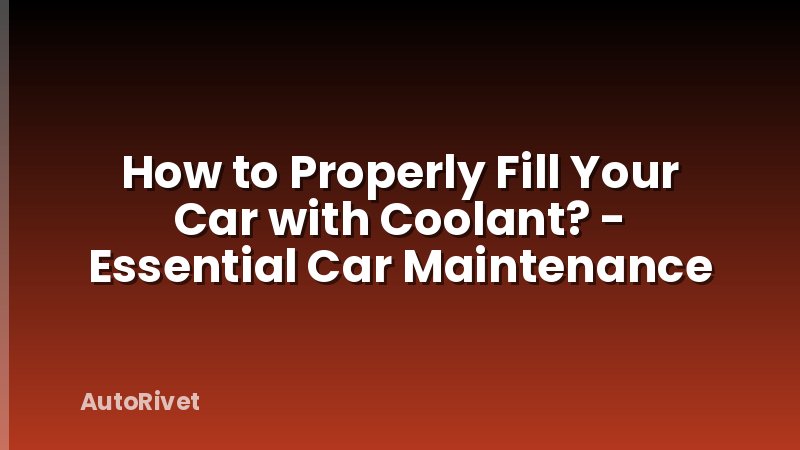 How to Properly Fill Your Car with Coolant? - Essential Car Maintenance