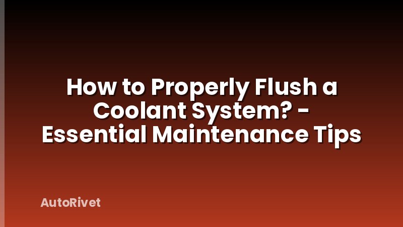 How to Properly Flush a Coolant System? - Essential Maintenance Tips